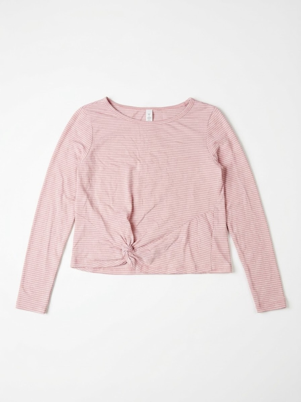mySTYLE Pink Striped Front Twist Long Sleeve Crop Top | Size M